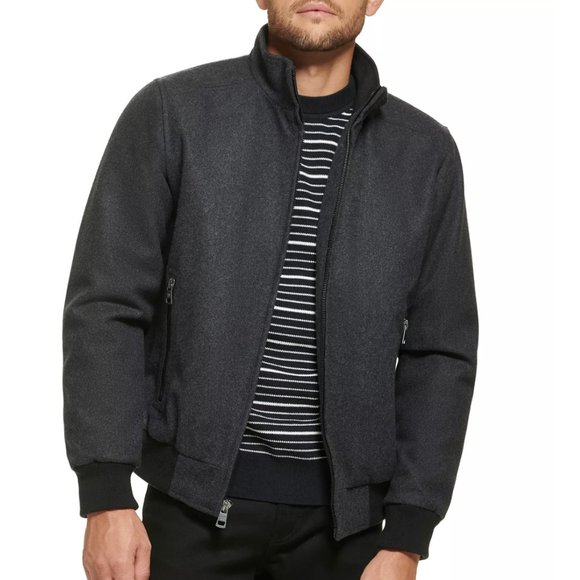 Calvin Klein Other - Calvin Klein Men's Wool Bomber Jacket with Knit Trim